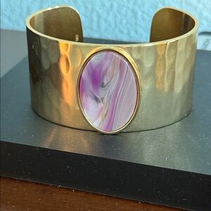 4/$20 Gold Cuff Bracelet with Purple Stone